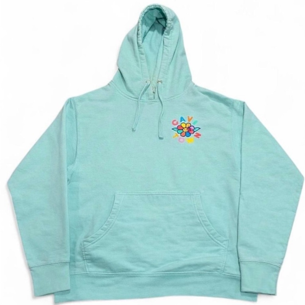 Teal Hoodie with Colorful Flower Design